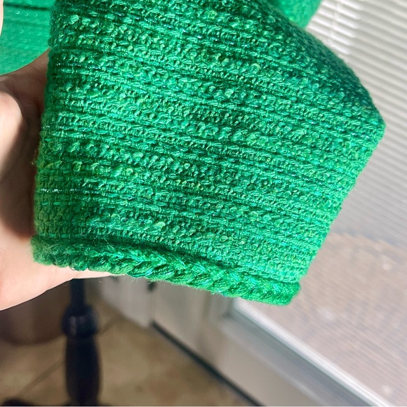 J. Crew Louisa Lady Summer Green Sequin Tweed Knit Gold Button Jacket | Size 6 - Picture 13 of 16